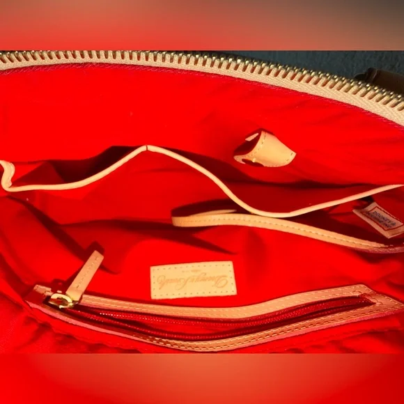 Dooney & Bourke Patent Leather Small Zip Satchel Electric Blue & Tan Trim - Picture 14 of 16